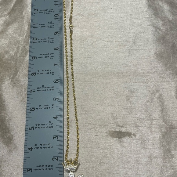 Gold Plated Crowned Dripping Bubble “K” Initial & Necklace Micropave - Picture 4 of 5